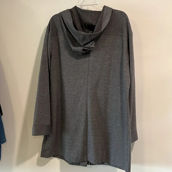 me by emme - large, hooded button up jacket, grey - Picture 2 of 6